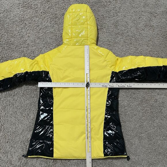 Body Glove Jacket Women Small Yellow Puffer Duck Down Face Hood Zip Up Dandelion - Picture 11 of 13